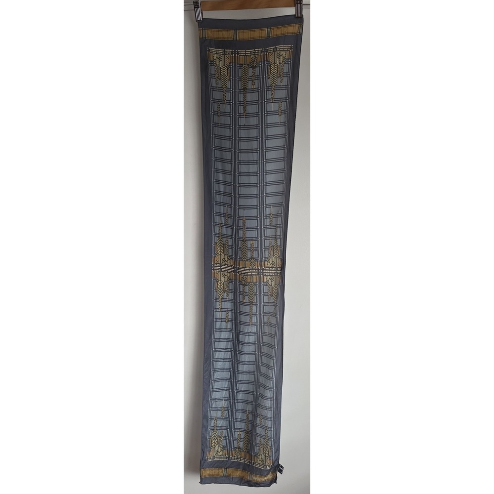 VTG Frank Lloyd Wright MOMA NY Silk Scarf Gray Brown Buildings Classic